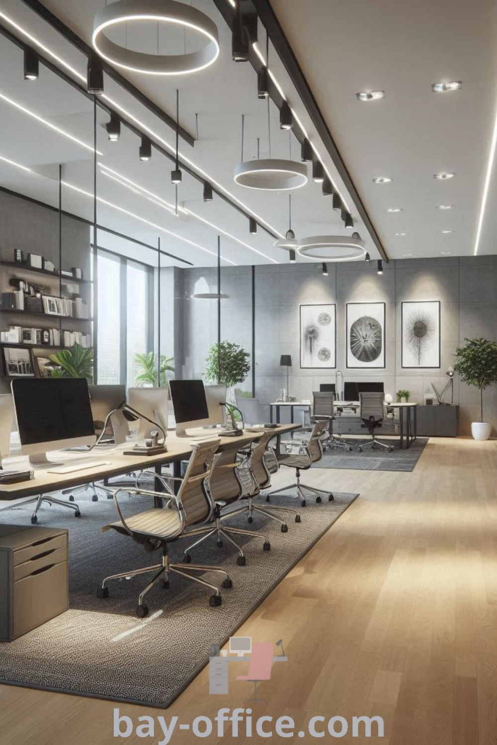 Stylish office space showcasing luxury office furniture and attractive workstations design ideas. Explore modern corporate office design trends that inspire productivity at bay-office.com.