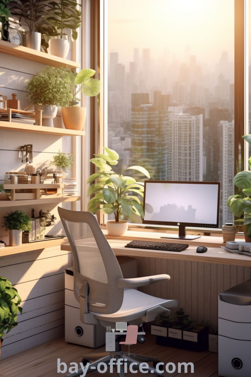 Modern office room featuring small office design ideas, functional decor, and modern aesthetics ideal for inspiring productivity at home. Discover the best design tips and cozy aesthetics for your workspace at bay-office.com.