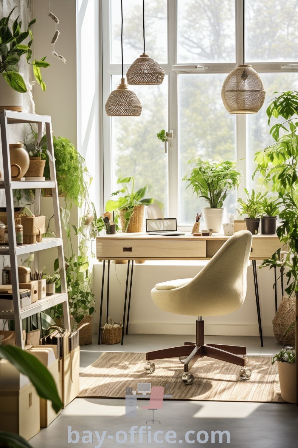 Cozy office desk decor featuring small home office setup ideas and designing tips for creating a comfortable workspace. Discover inspiring decor ideas for small spaces at bay-office.com.