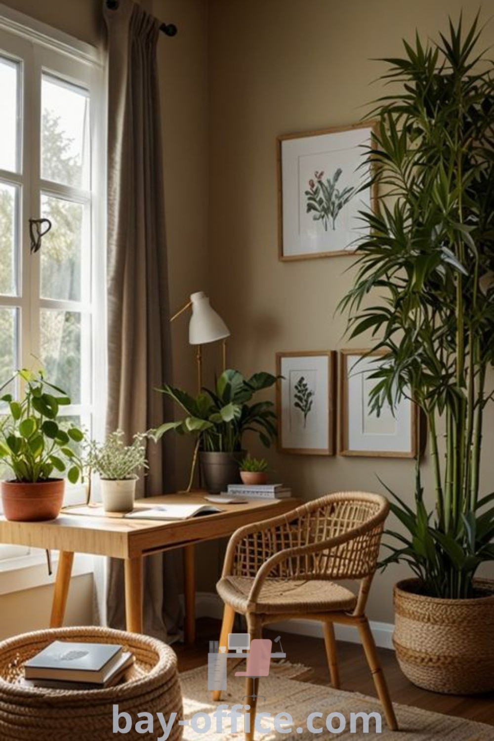Cozy therapy office with calming decor, nature-inspired elements, and functional room setup ideas for productivity. Perfect for small spaces or narrow living rooms, ideal for those seeking inspiring designs and cozy aesthetics. Find the best decor ideas at bay-office.com.