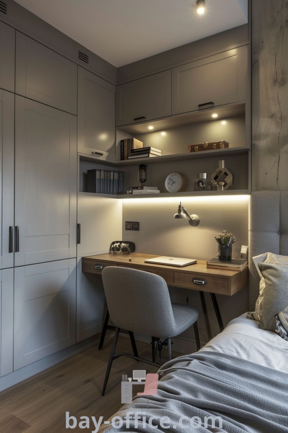 Cozy small bedroom featuring a single bed next to a wooden desk, showcasing inspiring decor ideas for small spaces. Discover design tips and ideas you